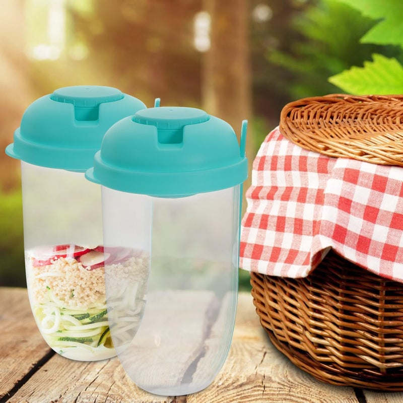GREENADSCAPE Salad Shaker Cup with Fork and Dressing Holder Portable Reusable Vegetable Container for Healthy Meal Prep Picnic and on-the-Go Salad to Go - Image 3
